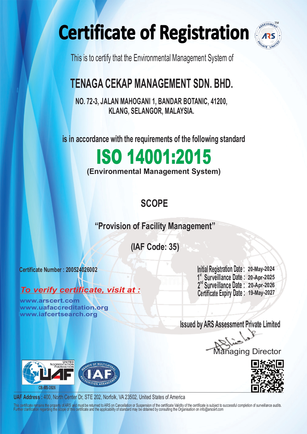 ISO 14001:2015 – Environmental Management System